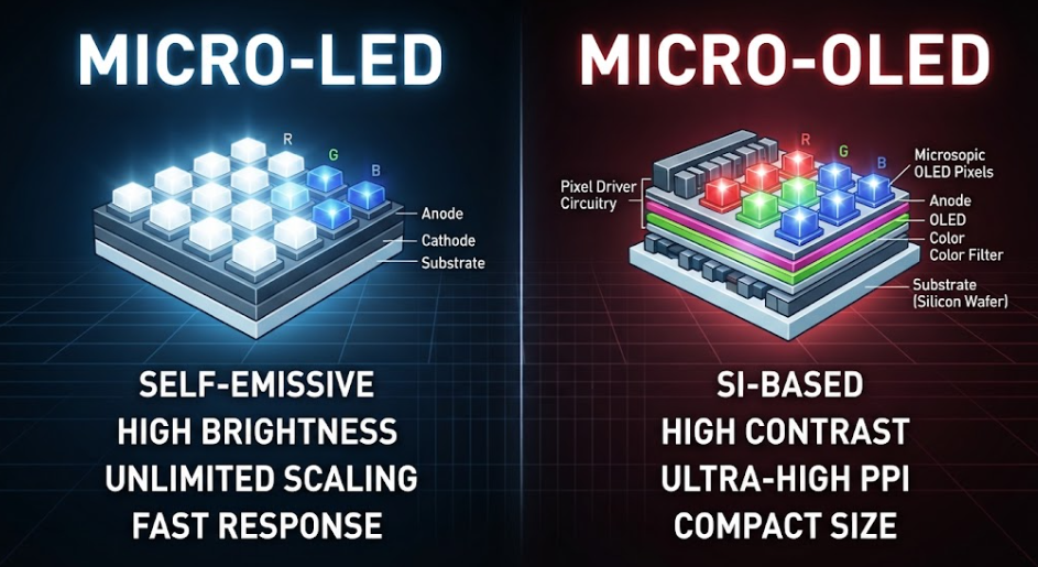 Micro‑LED与Micro‑OLED对比
